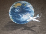 pavement art 3d globe Ulla Taylor Air NZ plane globe